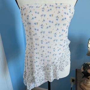 Altar'd State Cream Strapless Camisole with Light Blue Floral Print